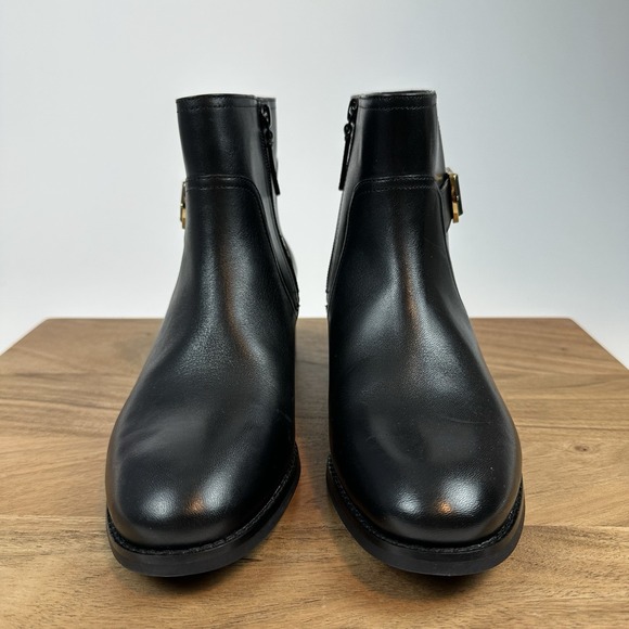 New Womens Cole Haan Black Leather Thayer Buckle Ankle Boot Booties Size 9B - Picture 3 of 8